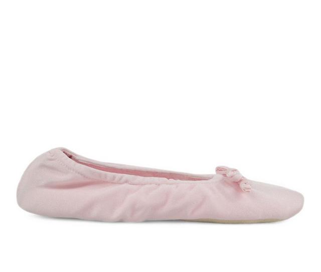 MUK LUKS Women's Stretch Satin Ballerina Slipper in Pink color