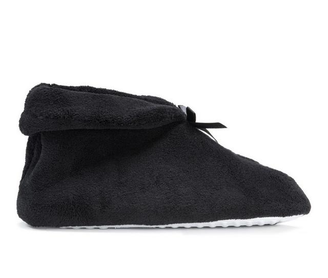 MUK LUKS Women's Terry Cuff Slipper Booties in Black color