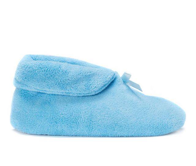 MUK LUKS Women's Terry Cuff Slipper Booties in Blue Mist color