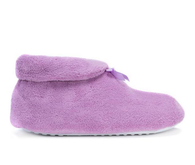 MUK LUKS Women's Terry Cuff Slipper Booties in Lavender color