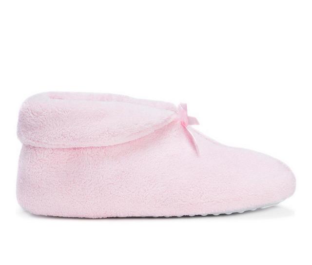 MUK LUKS Women's Terry Cuff Slipper Booties in Pink color