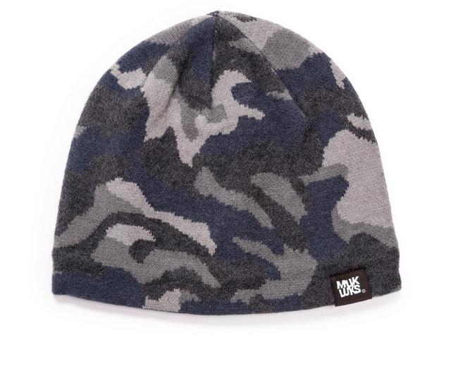 MUK LUKS Men's Camo Beanie in Grey Camo color