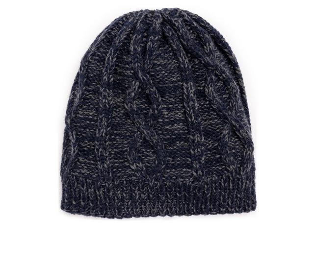 MUK LUKS Men's Cable Heat Retainer Beanie in Navy/Blue color