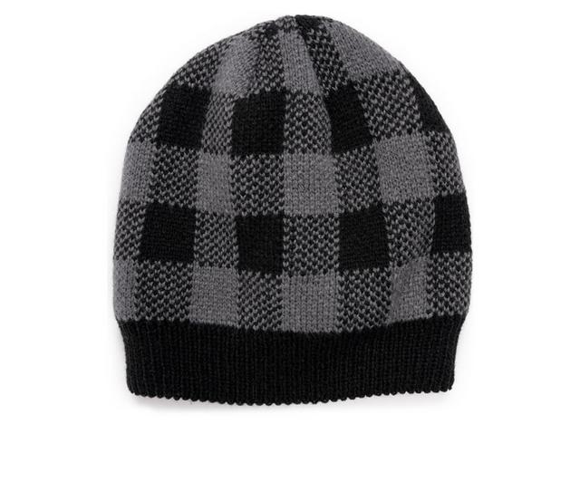 MUK LUKS Men's Print Heat Retainer Beanie in Pewter/Buffalo color