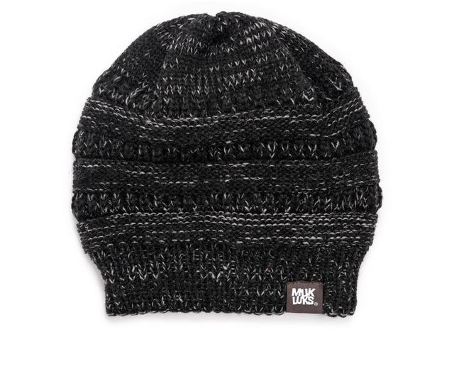 MUK LUKS Men's Marl Beanie in Ebony/Cinder color