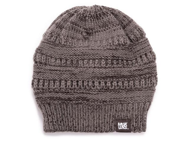 MUK LUKS Men's Marl Beanie in Fossil/Iron Ox color