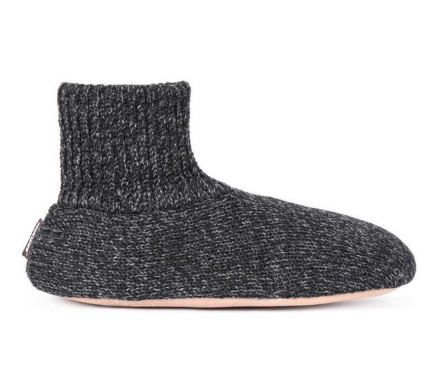 MUK LUKS Men's Morty Ragg Wool Slipper Sock in Black color