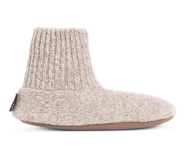 MUK LUKS Men's Morty Ragg Wool Slipper Sock in Natural color
