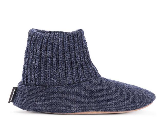 MUK LUKS Men's Morty Ragg Wool Slipper Sock in Navy color