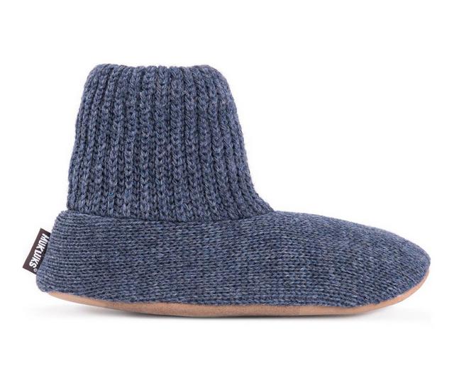 MUK LUKS Men's Morty Ragg Wool Slipper Sock in Denim color