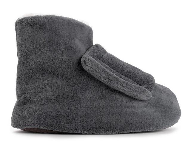 MUK LUKS Men's Adjustable Shearling Bootie Slippers in Steel Grey color