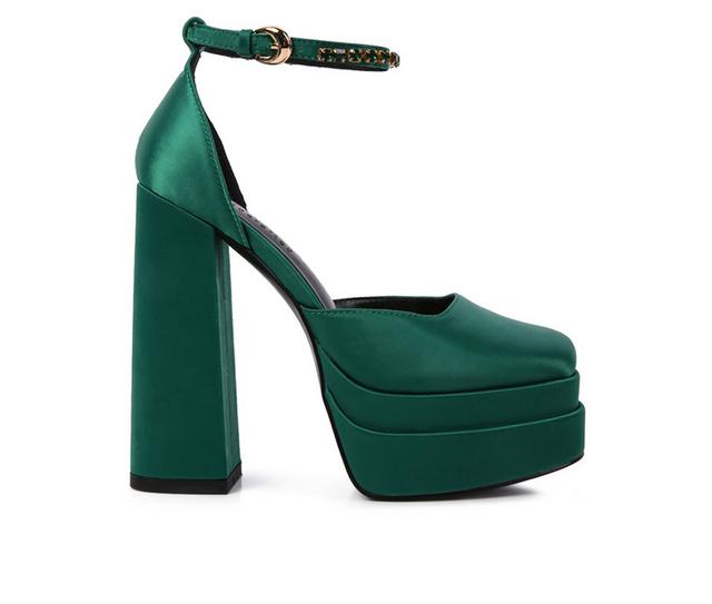 Women's Rag & Co Martin Block Heel Platform Pumps in Green color