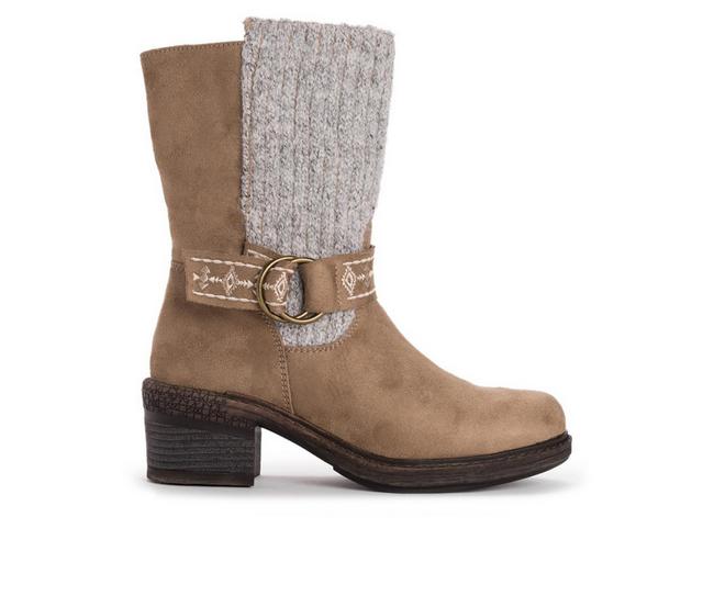 Women's MUK LUKS Arya Alice Heeled Boots in Stone color