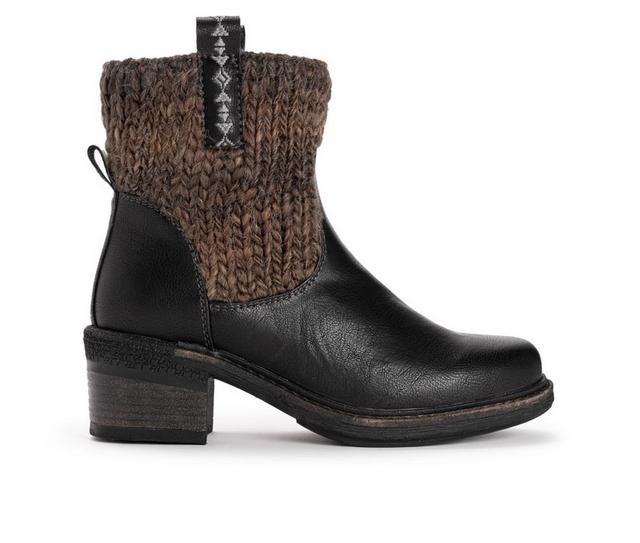 Women's MUK LUKS Arya Arlene Heeled Winter Booties in Black Ombre color