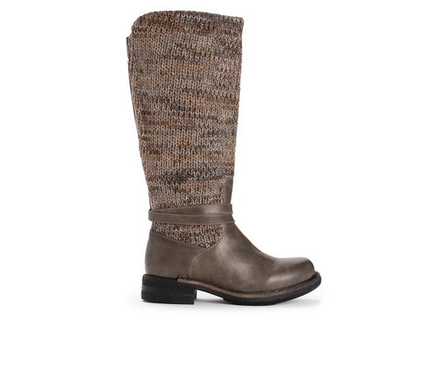 Women's MUK LUKS Logger Alberta Knee High Boots in Grey color