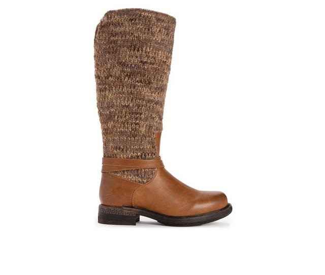 Women's MUK LUKS Logger Alberta Knee High Boots in Cognac color