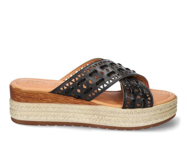 Women's Bella Vita Italy Exa-Italy Espadrille Wedge Sandals in Black color