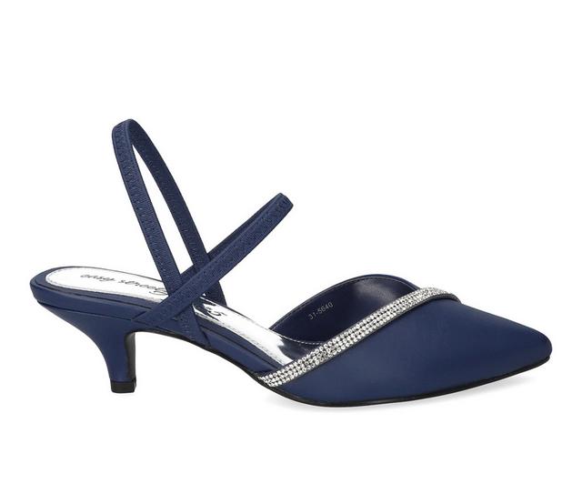 Women's Easy Street Unna Pumps in Navy Satin color