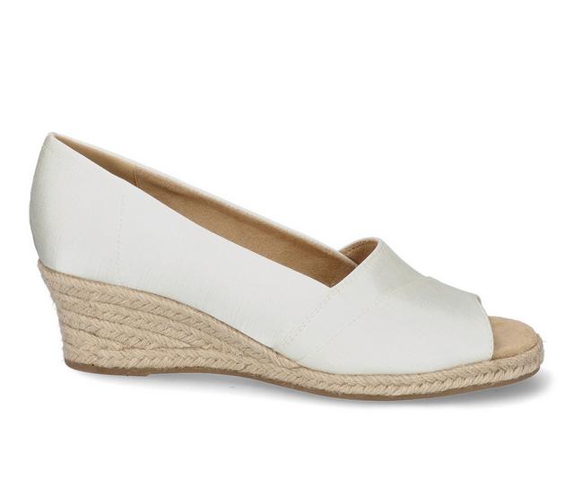 Women's Easy Street Jasper Espadrille Wedge Sandals in White Thai Silk color