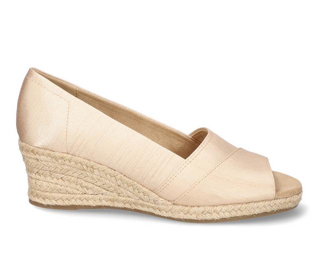 Women's Easy Street Jasper Espadrille Wedge Sandals in Natraul Silk color