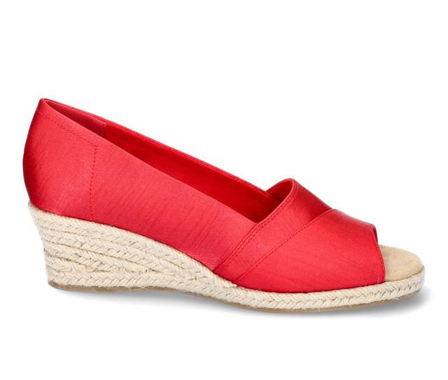 Women's Easy Street Jasper Espadrille Wedge Sandals in Red Thai Silk color