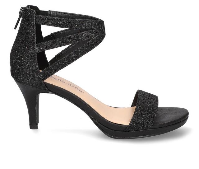 Women's Bella Vita Everly Dress Sandals in Black Glitter color