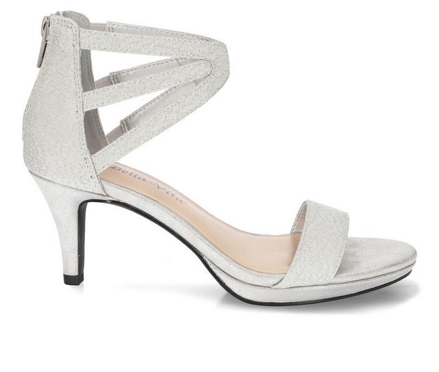 Women's Bella Vita Everly Dress Sandals in Silver Glitter color