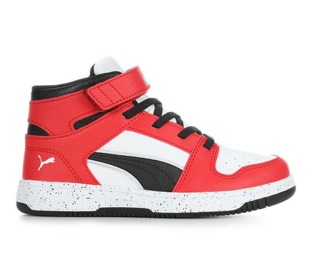 Boys' Puma Little Kid Rebound Layup Elevated Sneakers in Red/White/Black color