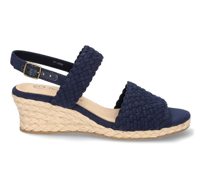 Women's Bella Vita Mariella Espadrille Wedge Sandals in Navy color