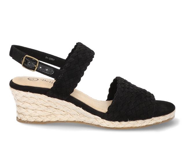 Women's Bella Vita Mariella Espadrille Wedge Sandals in Black color