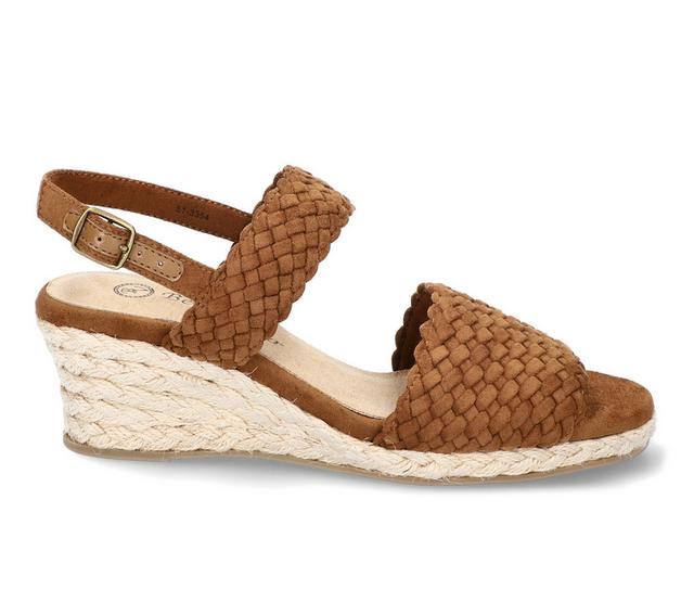 Women's Bella Vita Mariella Espadrille Wedge Sandals in Cognac color