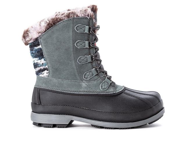 Women's Propet Lumi Tall Lace Waterproof Winter Boots in Grey color