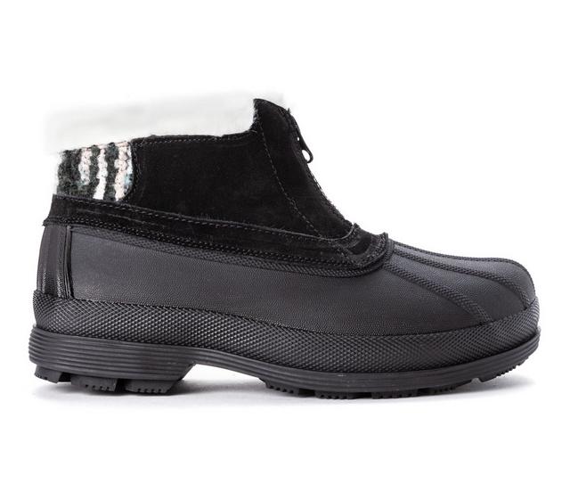 Women's Propet Lumi Ankle Zip Waterproof Winter Boots in Black/White color