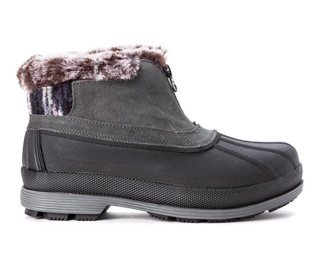 Women's Propet Lumi Ankle Zip Waterproof Winter Boots in Grey color