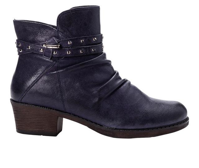 Women's Propet Roxie Heeled Booties in Navy color