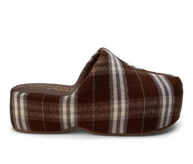 Women's Coconuts by Matisse Bella Platform Clogs in Brown Plaid color