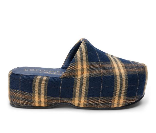 Women's Coconuts by Matisse Bella Platform Clogs in Navy Plaid color