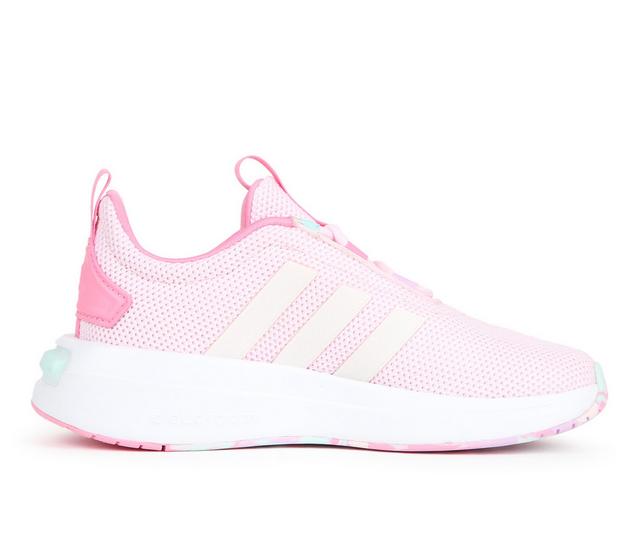 Girls' Adidas Little Kid & Big Kid Racer TR Running Shoes in Pink color