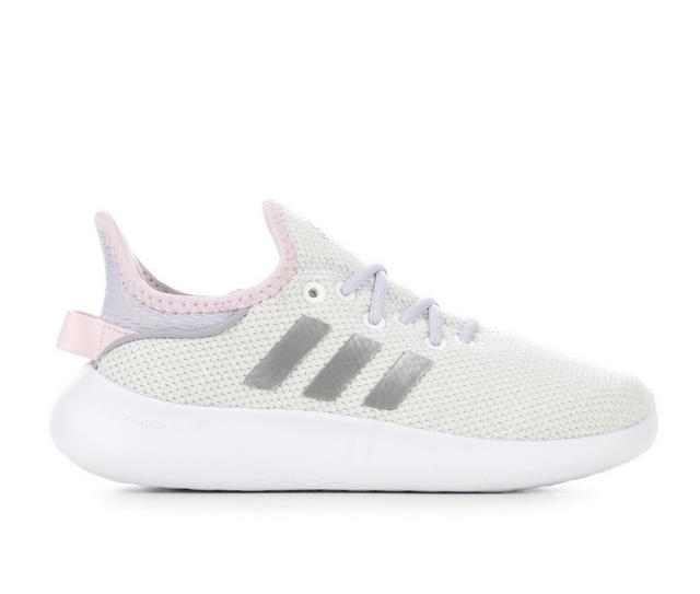 Girls' Adidas Little Kid & Big Kid Cloudfoam Pure SPW Running Shoes in White/Slvr/Dawn color