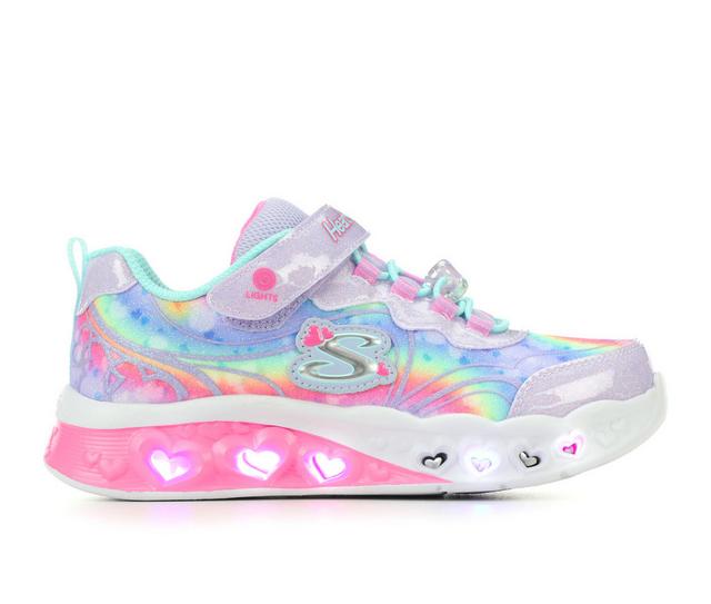 Girls' Skechers Little Kid Flutter Hearts Groovy Light-Up Shoes in Lavender/Multi color