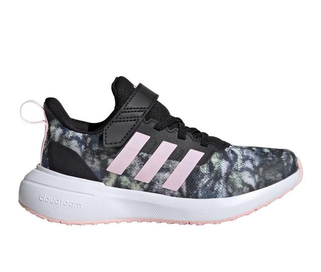 Girls' Adidas Little Kid Fortarun 2.0 EL K Running Shoes in Blk/Wht/Pink color