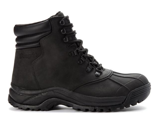 Men's Propet Blizzard Mid Lace Waterproof Winter Boots in Black color