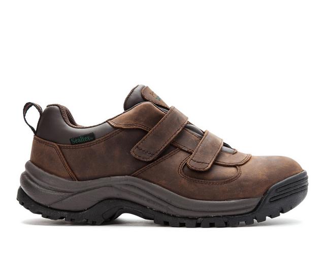 Men's Propet Cliff Walker Low Strap Waterproof Hiking Shoes in Brn Crazy Horse color