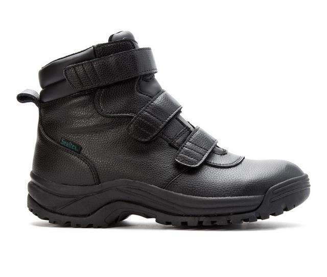 Men's Propet Cliff Walker Tall Strap Waterproof Hiking Boots in Black color