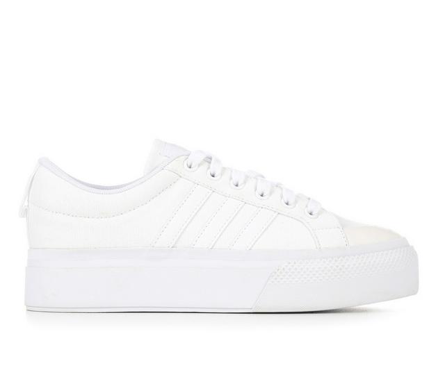 Women's Adidas Bravada 2.0 Low Platform Sneakers in Off White/White color