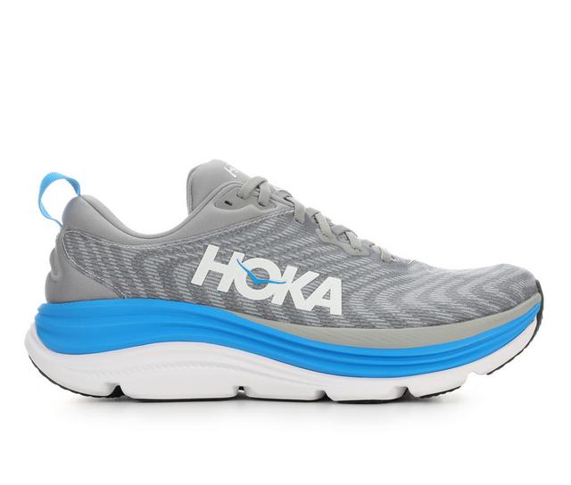 Men's Hoka Gaviota 5 Running Shoes in Grey/Diva Blue color