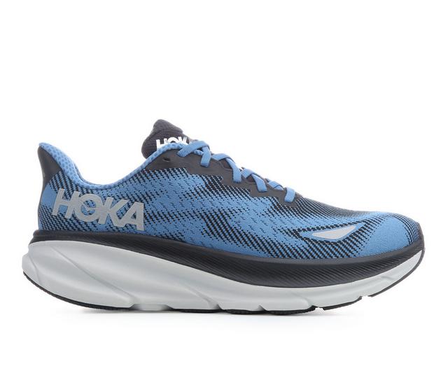 Men's Hoka Clifton 9 GTX Running Shoes in Blk/Foggy Night color