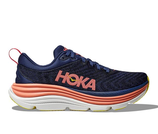 Women's Hoka One One Gaviota 5 Running Shoes in Sky/Coral color