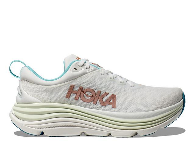 Women's Hoka Gaviota 5 Running Shoes in Frost/Rose Gold color