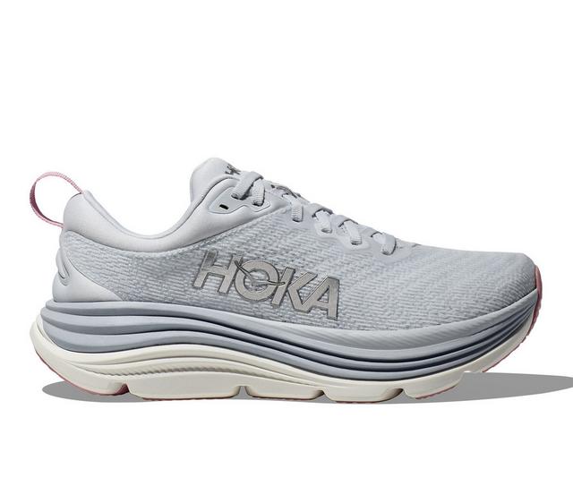 Women's Hoka One One Gaviota 5 Running Shoes in Sea Ice/Pink color